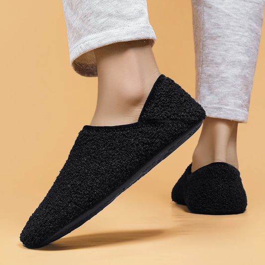 Winter Warm Men's Slippers Indoor Shoes Soft Soled Non-Slip Lightweight Fleece Plush Casual Cotton House Shoes
