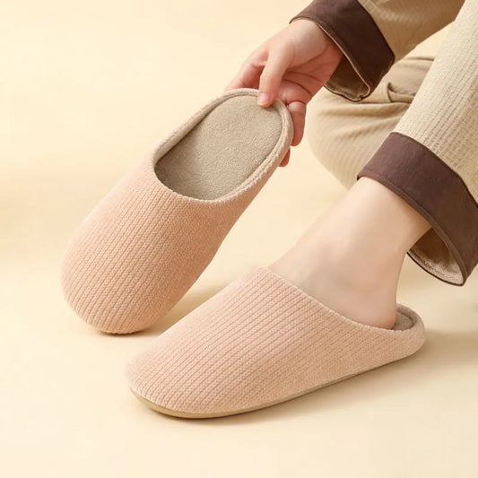 Women's Winter Solid Color House Slippers Cozy Breathable Non-Slip for Indoor Leisure Comfort